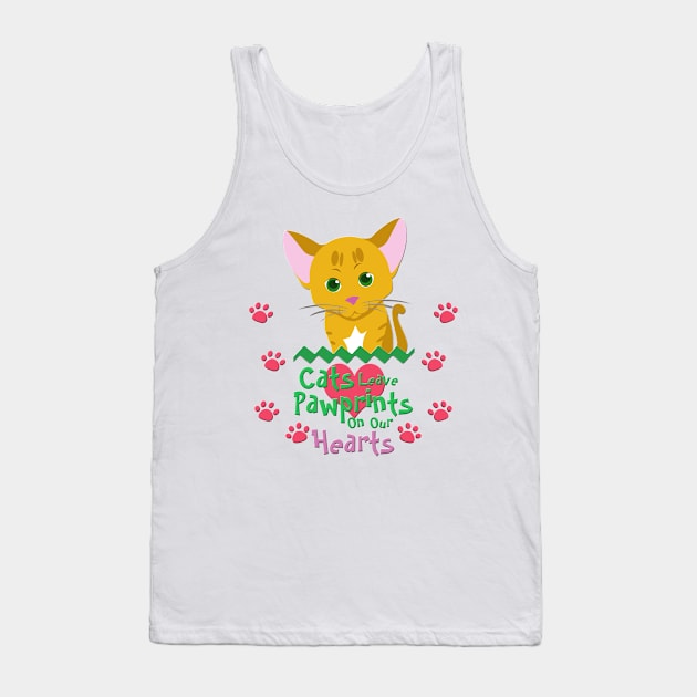 Cats Leave Pawprints on Our Hearts Tank Top by SakuraDragon